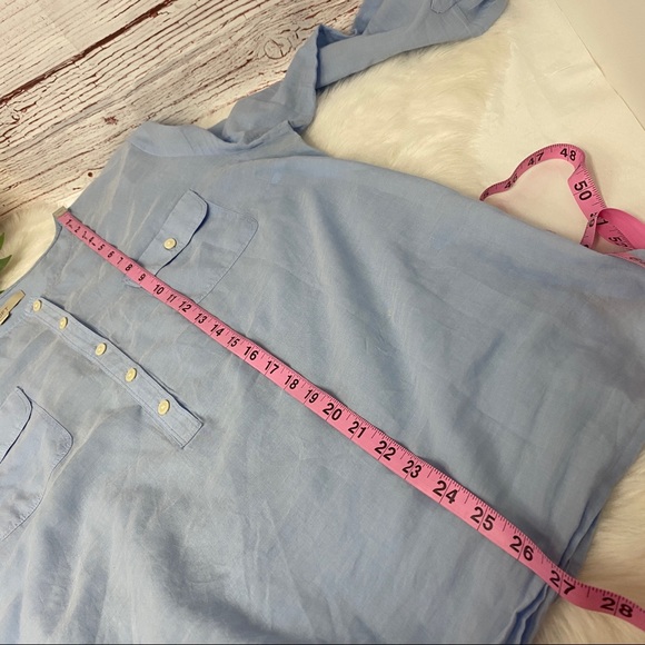 Ann Taylor Loft Blue Popover Blouse sz XL - Picture 6 of 7